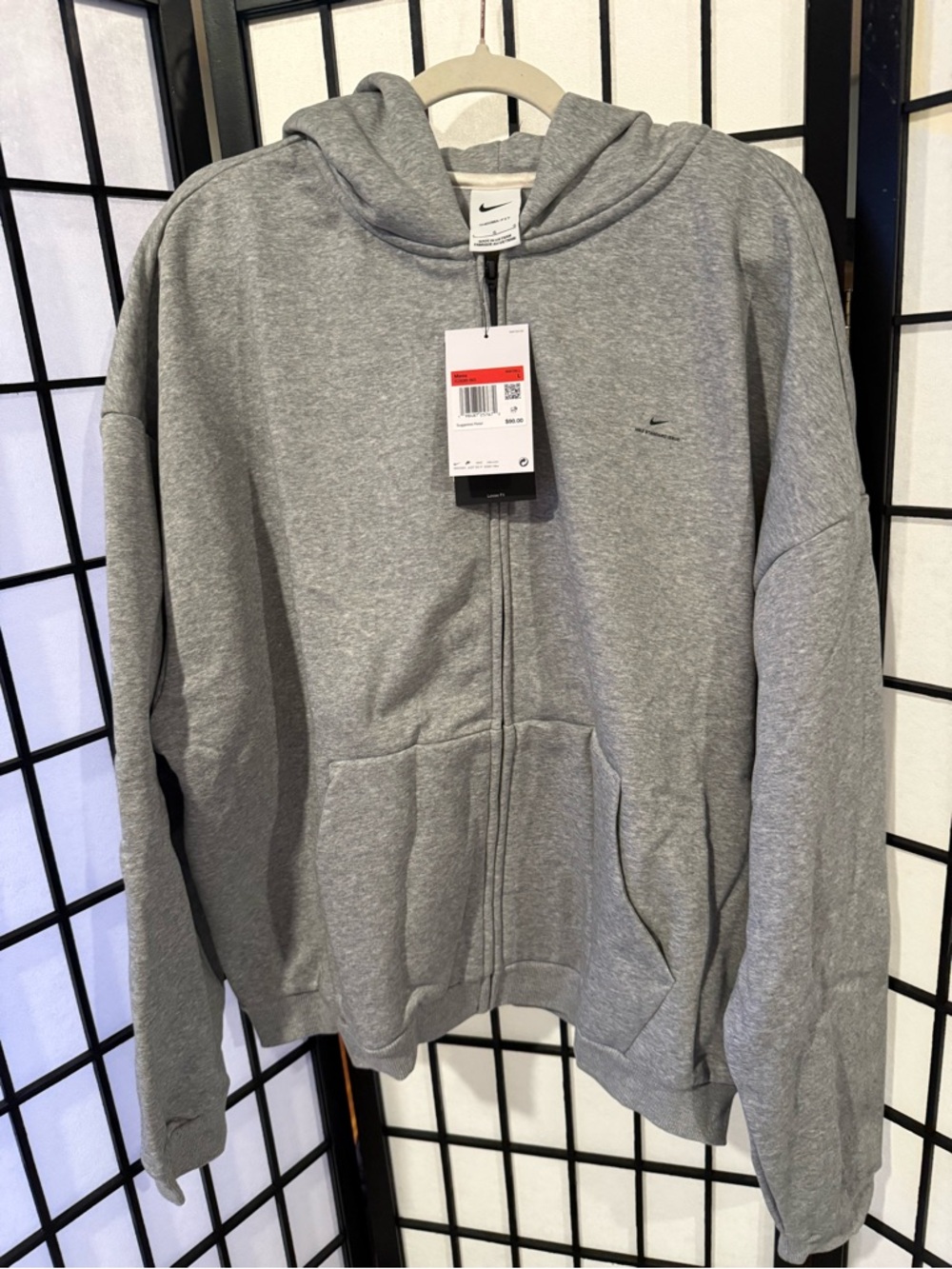 Nike Essential Zip Hoodie Gray NWT Loose Fit Full Zip Sweatshirt Men’s L